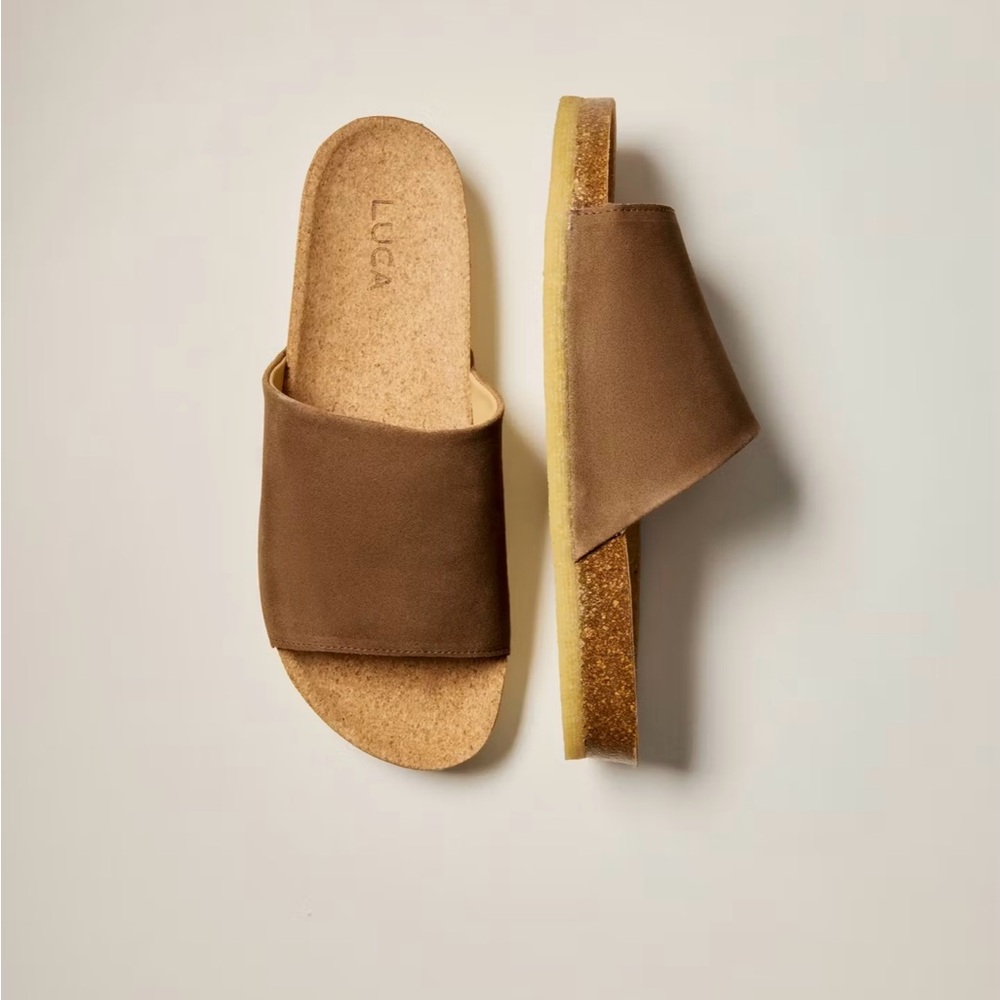 New LUCA Canyon Women’s Sandals Suede Slide Leather Cork Midsole Size 10